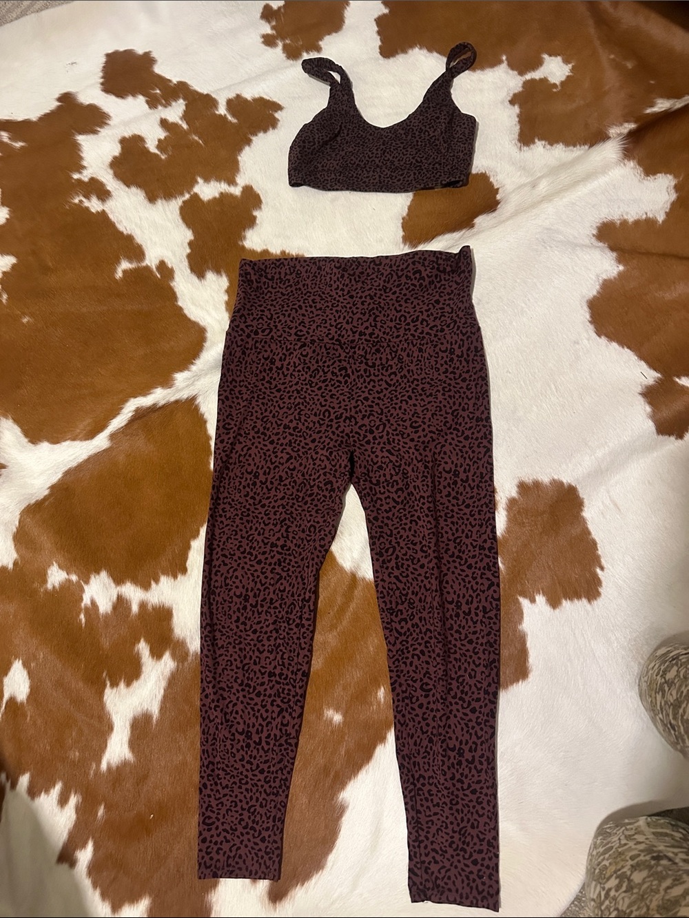 Hatch maternity Leopard Print Maroon Sports Bra & Leggings Set